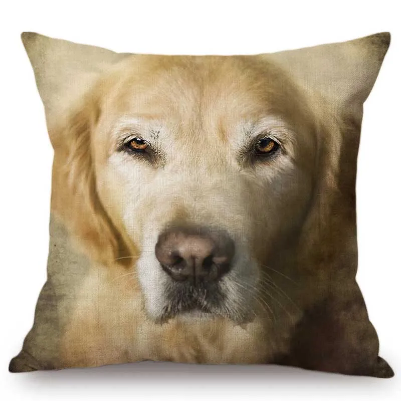 Cute Puppy Dog Weimarner Husky Mastiff Poodle Terrier Gold Retriever Doberman Portrait Pillow Case Cotton Linen Cushion Cover