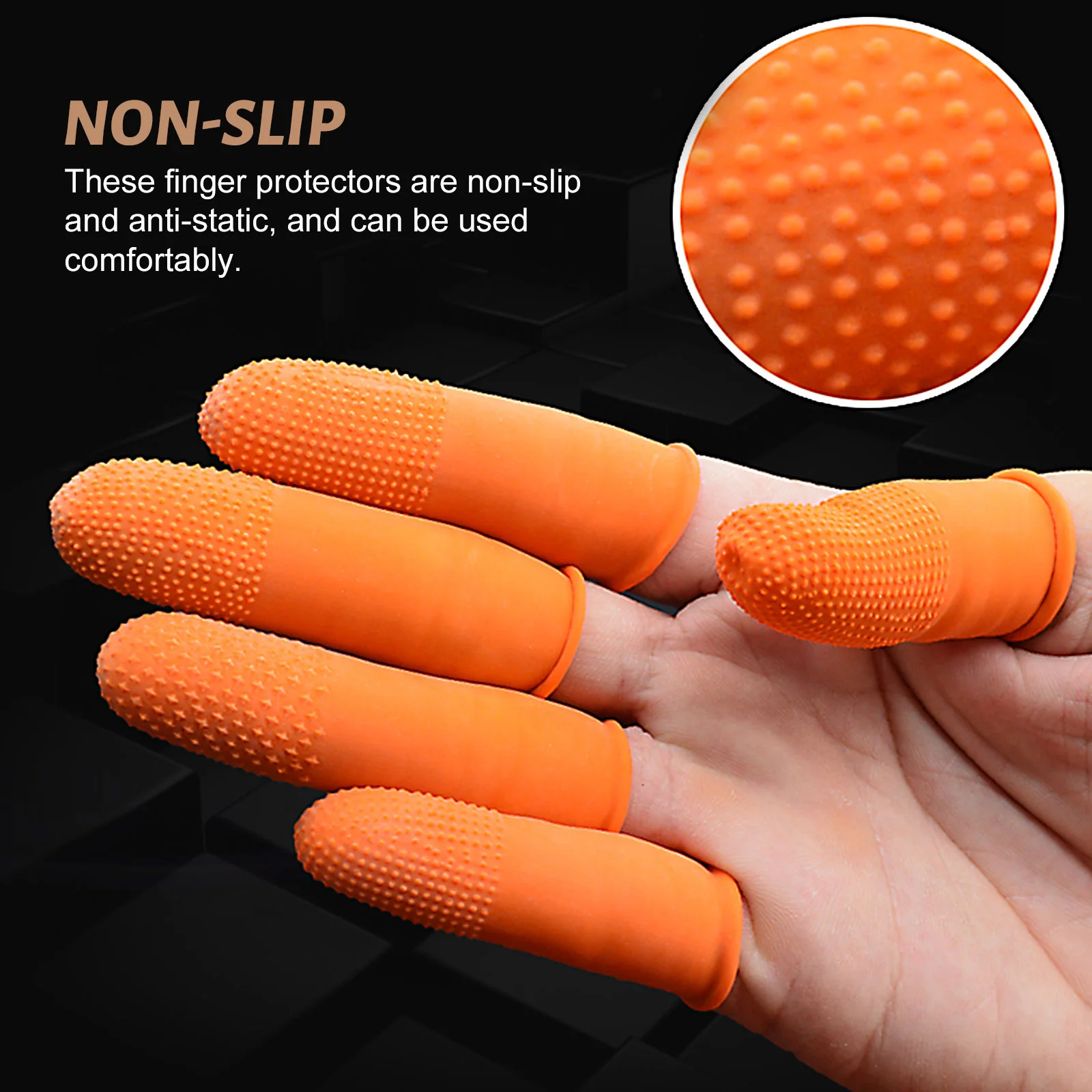 20/40/60/80Pc Orange Rubber Anti Slip Gloves Wear-Resistant Finger Cots Durable Anti-Skid Thickened Lightweight Latex Fingertips