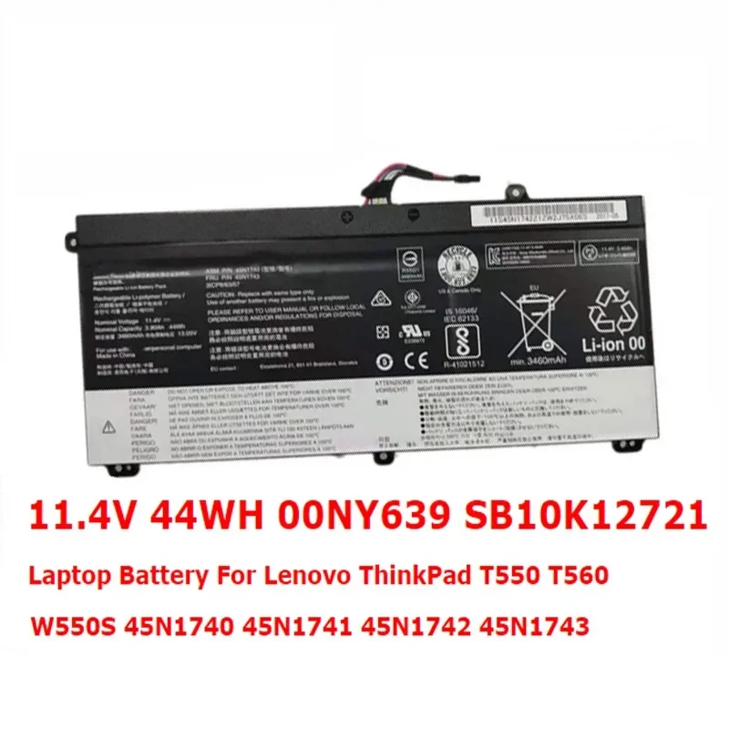 45N1742 00NY639 SB10K12721 Laptop Battery for Lenovo ThinkPad T550 T560 W550S 45N1740 45N1741 45N1742 45N1743 11.4V 44Wh