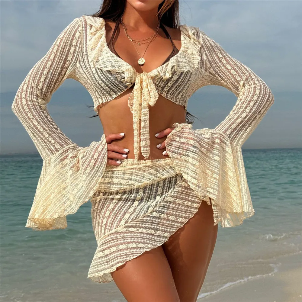 

Sexy Lace Crop Tops Cover Swimwear Women Micro Thong Bikinis Sets String Halter Swimsuit Bathing Suit Beachwear Mini Biquinis