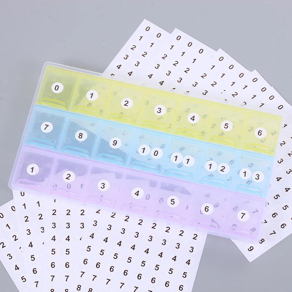 Pegatinas autoadhesivas para separar etiquetas, caja de etiquetas, clasificación de papel, herramienta de bordado, 12 hojas, 0 a 9 números