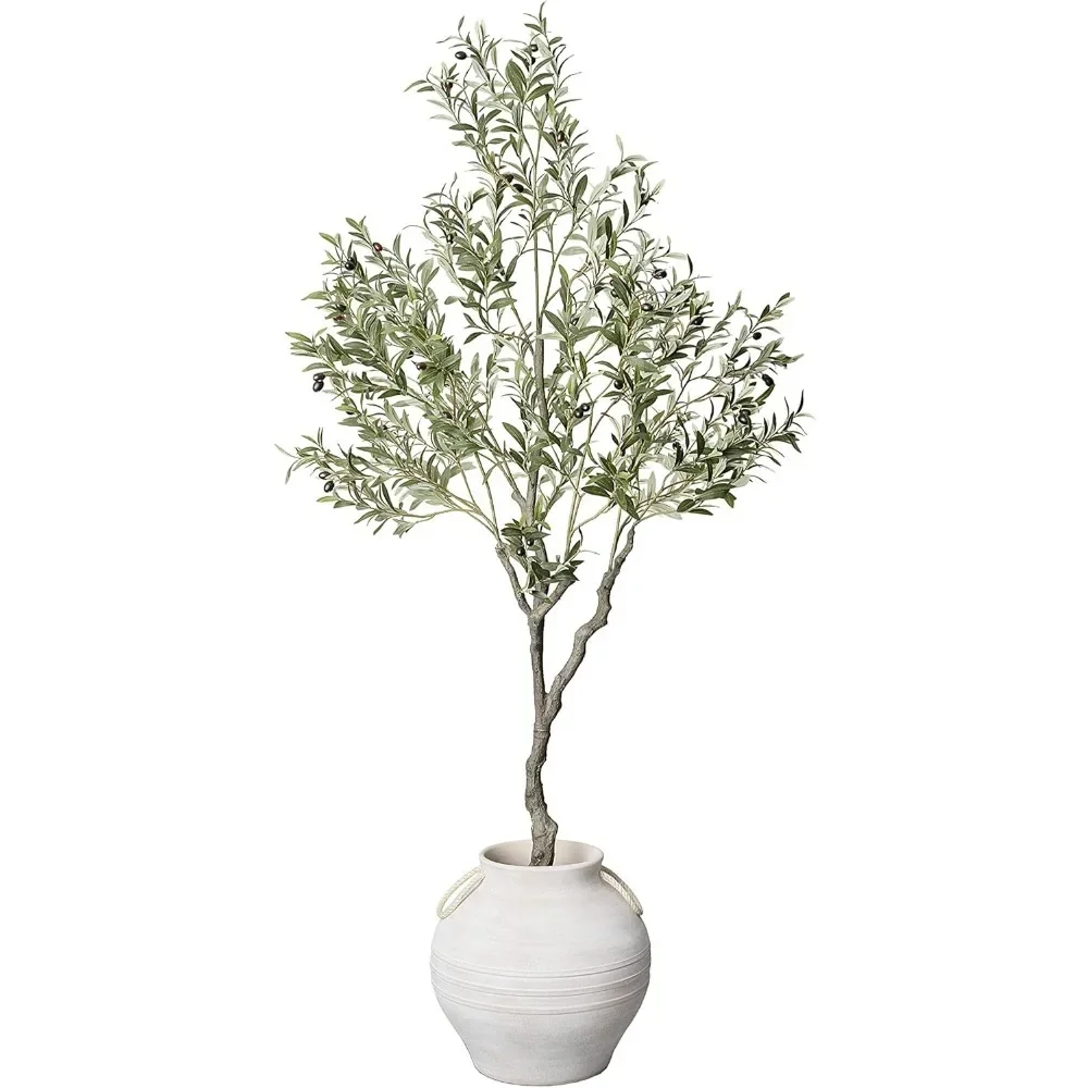 Olive Tree Artificial 7 Feet Tall, Fake Indoor Tree, Faux Decorative Tree