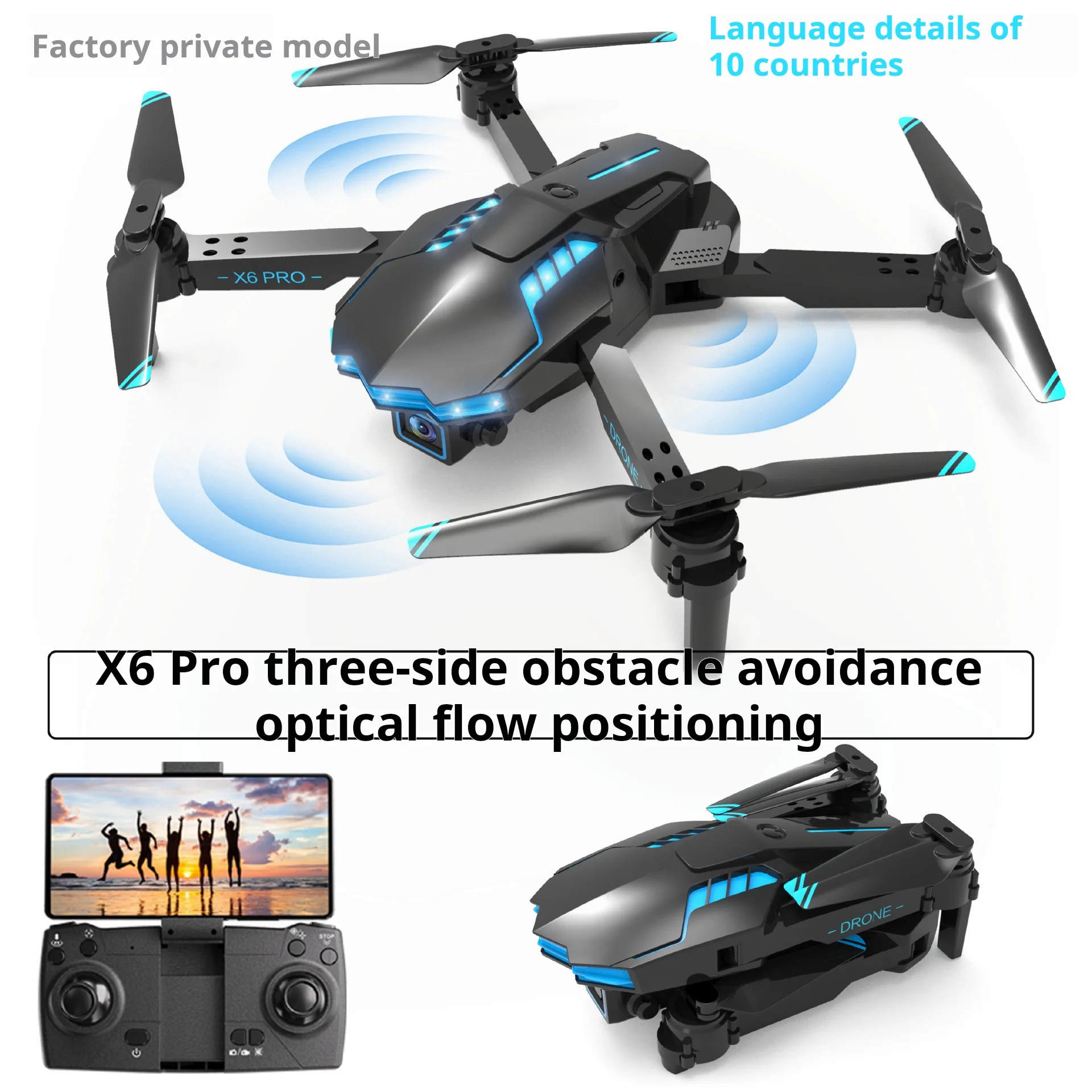 X6 UAV drone high-definition aerial photography positioning 4k dual camera obstacle avoidance and height fixing children's toy