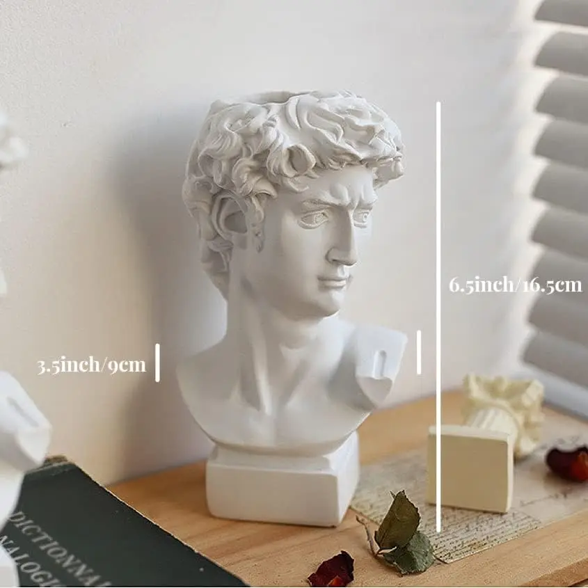 Estatua Cabeza Griega Romana Para Maceta: Toque De Dioses Y Jardín Eterno (Efecto Piedra, 21 Cm)