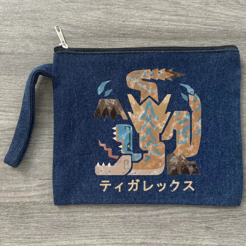 

Monster Hunter Canvas Storage Pouch Multi Functional Denim Cosmetic Bag Zipper Pencil Case