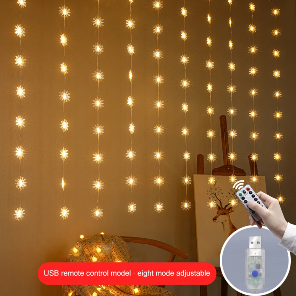 Luces de hadas de ventana con Control remoto, 100LED, 8 modos, brillo ajustable, carámbano, luces de hadas para decoración de Navidad