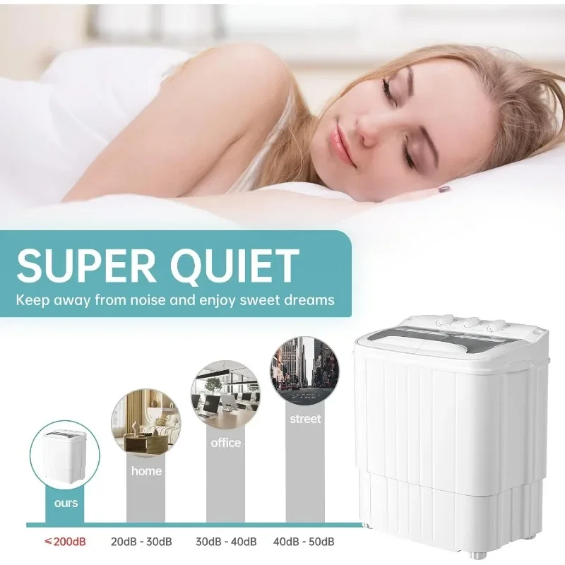 INTERGREAT Portable Washing Machine with Longer Hose, Twin Tub Washer Mini Compact Laundry Machine with Drain Pump