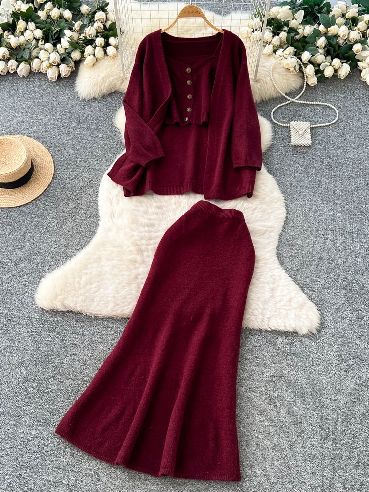 

Комплект футболок Ele, женская модная свободная майка, юбка с высокой талией, кардиган, внутренняя одежда, верхняя одежда, повседневная одежда для поездок на работу