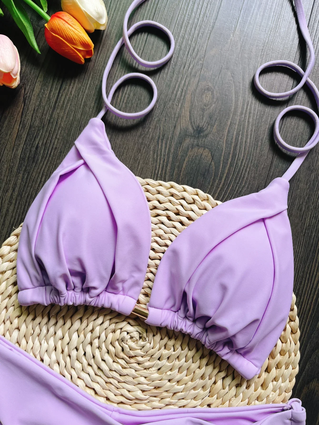 

New Sexy Triangle Bathing Suit for Women Brazilian Bikinis Halter Swimwear Push Up Swimsuit Metal Chain Beach Bikini Set