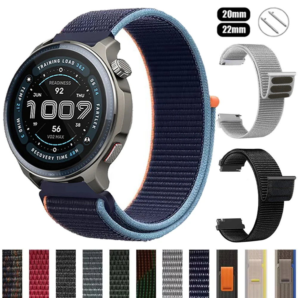 20 22 mm Nylon-Schlaufenband für Huami Amazfit Balance 2 Sport Atmungsaktives Armband Amazfit GTR3 Pro GTS 4 2 Mini Active 2 Bip 6 Armband