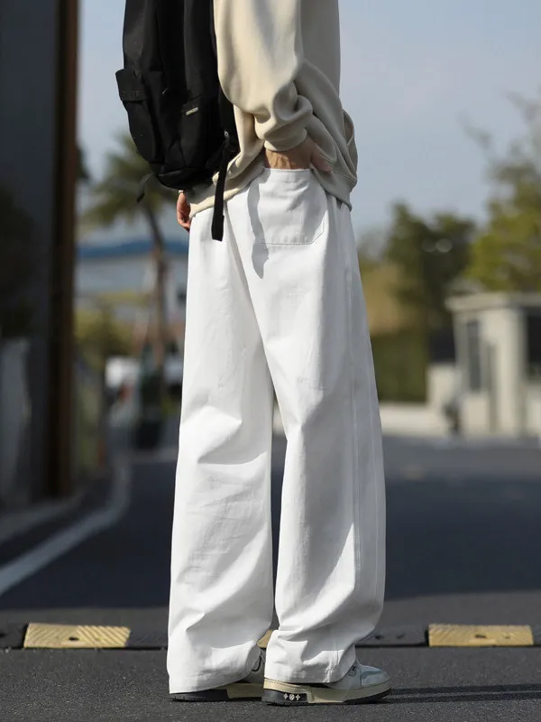 

Американские повседневные брюки из чистого хлопка с прямыми штанинами, мужские модные свободные брюки с широкими штанинами на весну и осень, молодежные брюки для повседневной носки