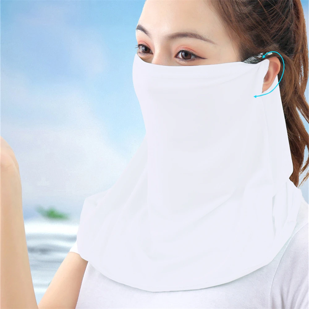 1PC Sun Protection Mask Women Hanging Ear Ice Silk Thin Face Scarf Neck Shade Mask