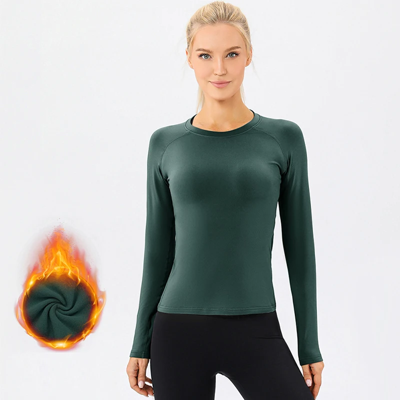 Winter Women's Sports Yoga Shirt Fitness Running Jogging Seamless Long Sleeve Gym Woman Sport Top Female