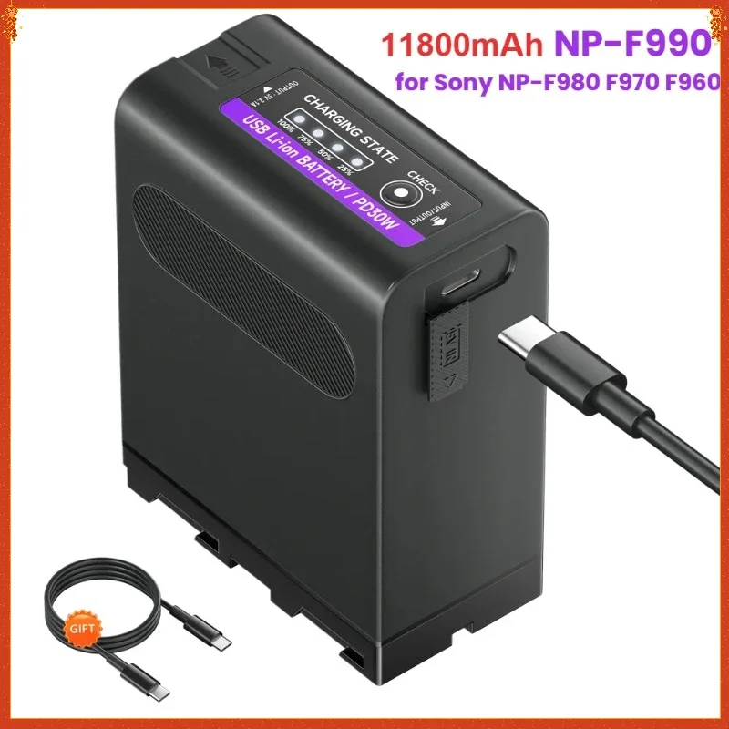 

New upgrade 11800mAh NP-F990 NP-F970 F960 F970 Battery with LED Power Indicator for Sony F960 F550 F570 F750 F770 MC1500C 190P