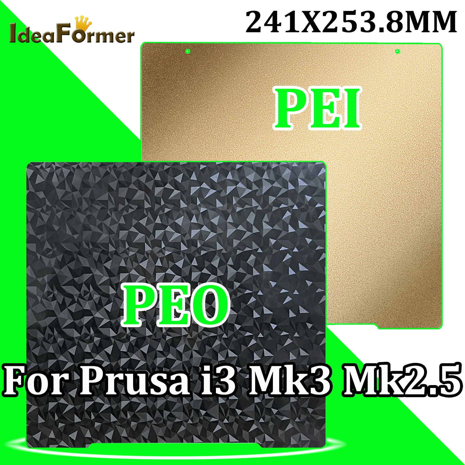 

MK3S PEI+PEO Sheet 241*253.8MM Double Sided PEO Spring Steel Sheet Texture Pei Magnetic Build Plate For Prusa i3 MK2.5S Mk3 MK3S