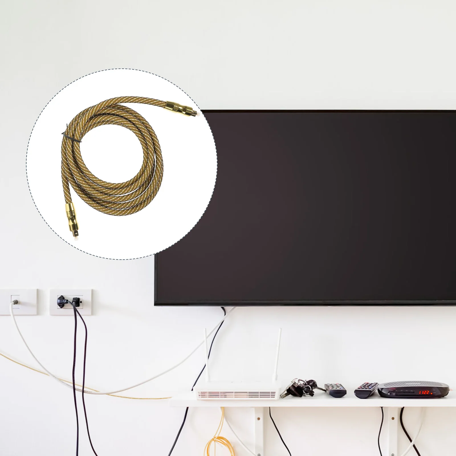 

Fiber Optic Cable Digital Audio Optical Male To Male Cord For Game Console Soundbar Gold Plated Connector Woven