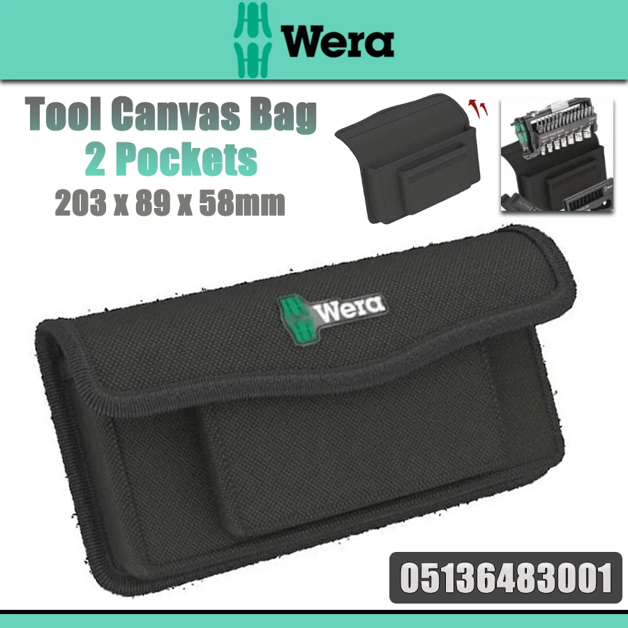 wera-05136483001-borsa-portautensili-con-2-tasche-borsa-portaoggetti-custodia-per-attrezzi-203-x-89-x-58-mm-borsa-in-tela-accessori-per-utensili-manuali