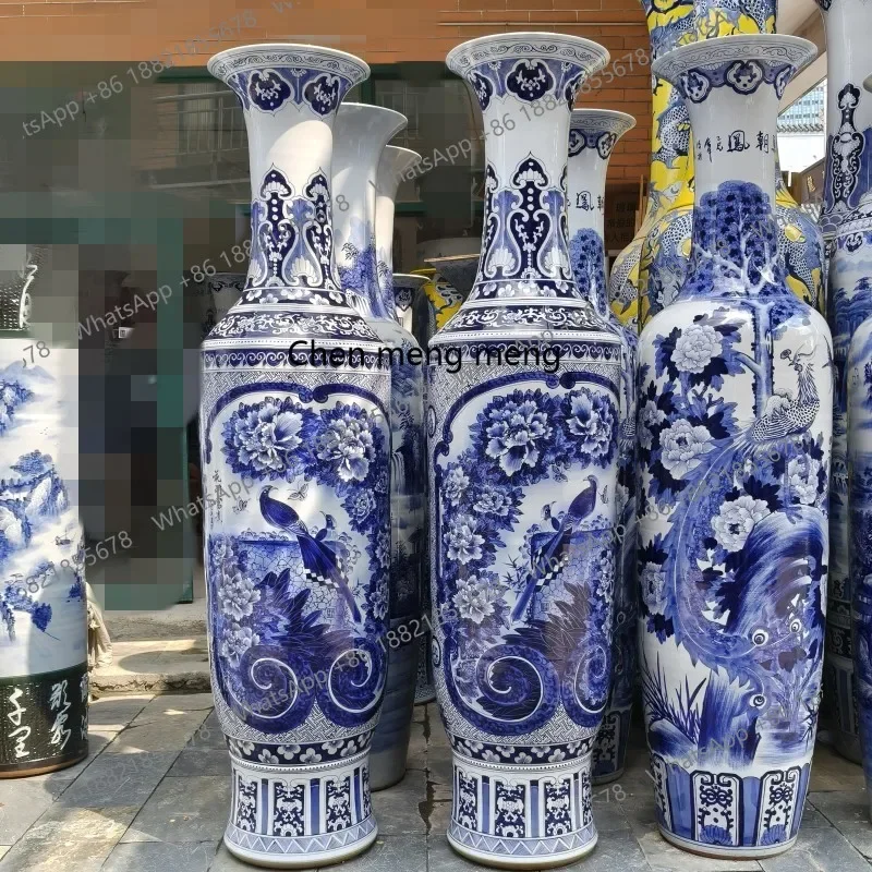 A74High-end hand-painted underglaze color blue and white, golden bell vase ceramic large vase company opening decoration gifts