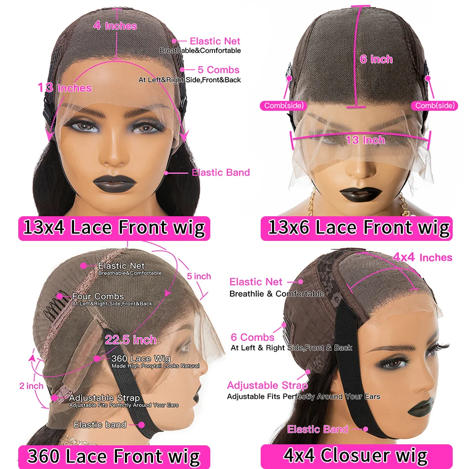 Chocolate Brown 13x6 HD Lace Frontal Human Hair Wig With Bangs Fringe Body Wave Lace Front Wig Colored 4# Wigs With Bang