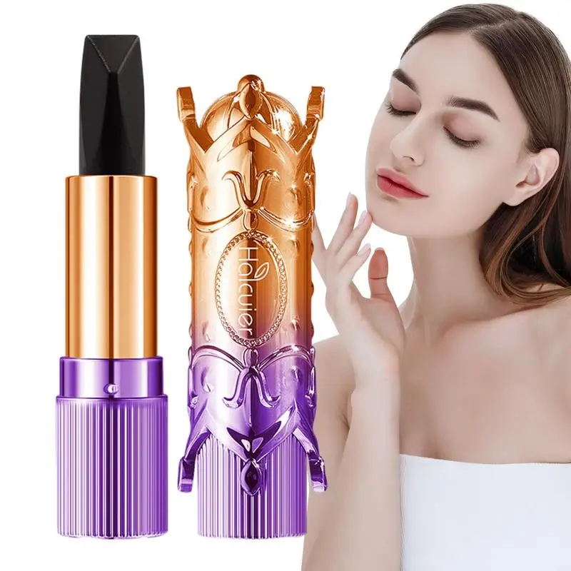 Rossetto a prova di sbavature Set di rossetti magici lucidalabbra con illusione in oro viola Set di rossetti a triplo colore per uso quotidiano fantasia