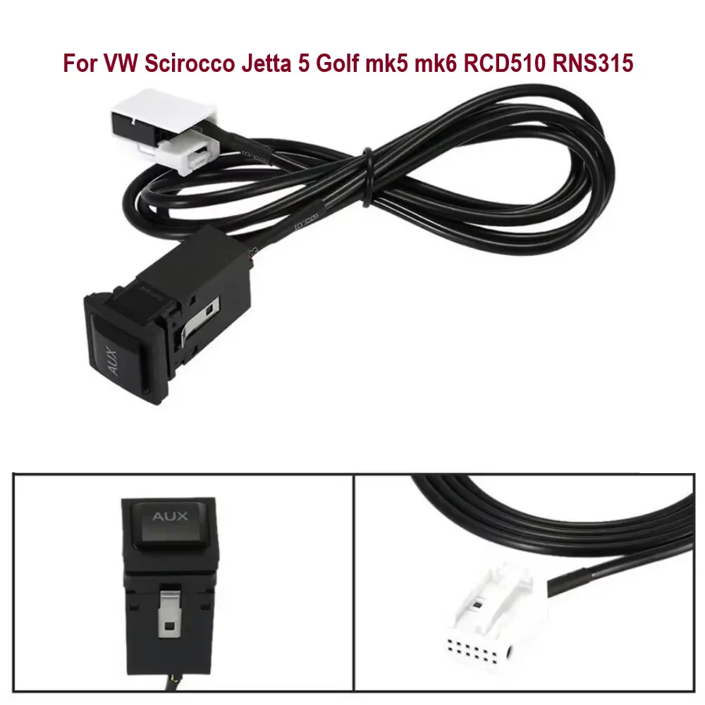 1 комплект жгута проводов переключателя AUX, автомобильный аудиоразъем, адаптер для VW Jetta 5 Golf MK5 MK6 Scirocco RCD510 RNS315