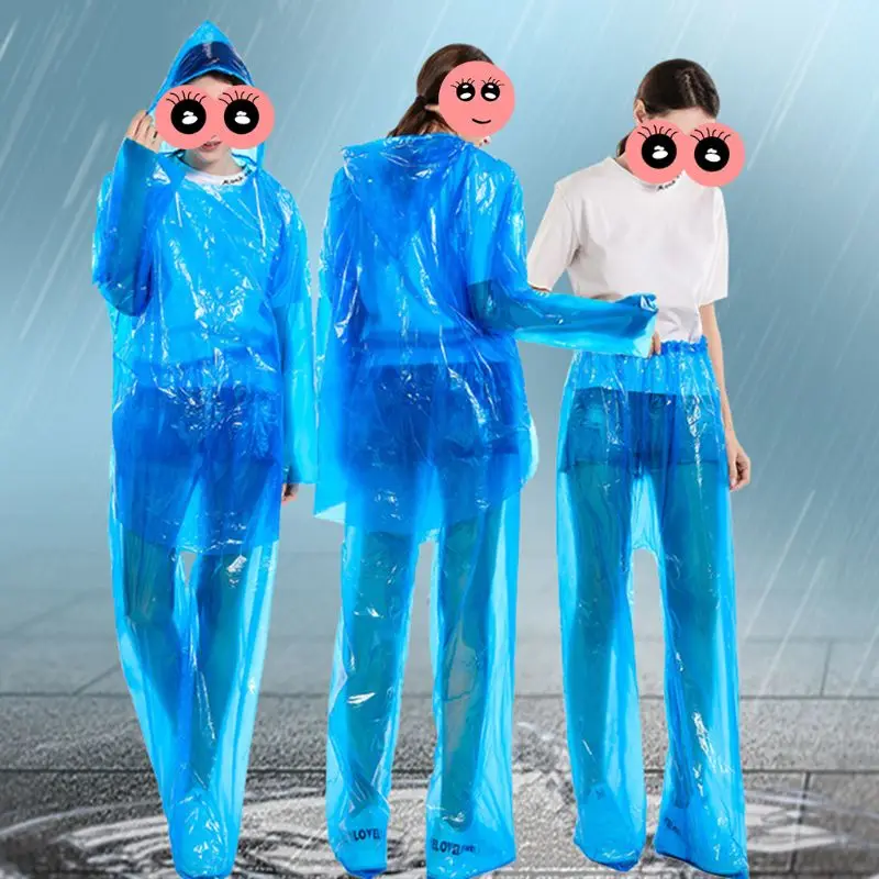 Disposable Raincoat Rain Pants Waterproof Rain Poncho for Outdoor Camping Hiking