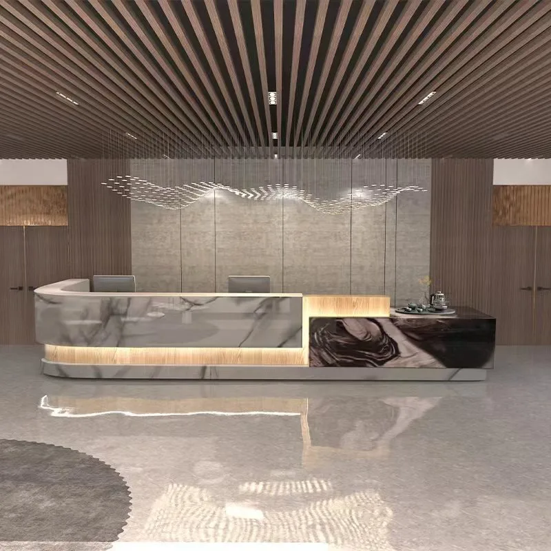 

Floor Luxury Reception Desk Display Standing Office Corner Reception Desk Modern Salon Empfangstheke Furniture Accessories