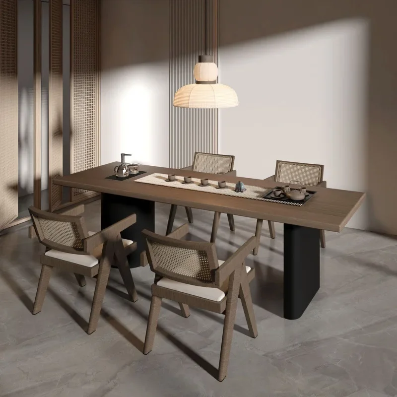 Wabi Sand Wind Yang Tea Table and Chair Combination Book Tea Tea Table Integrated Workbench