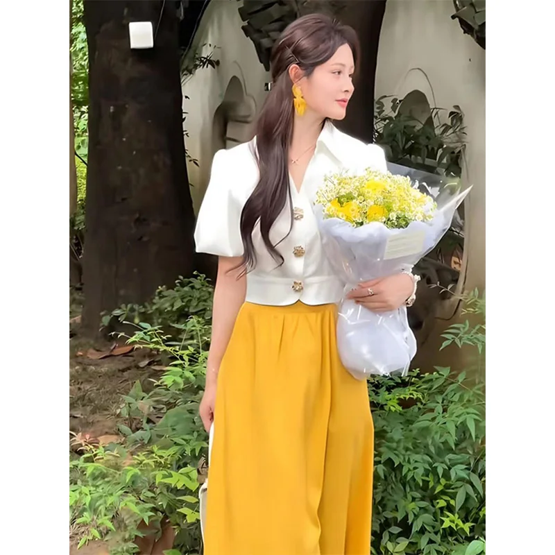 

Ele ort Sve irt Women's Summer Design Slim Fit Turn-down Collar Top Faionable Casual Businwear