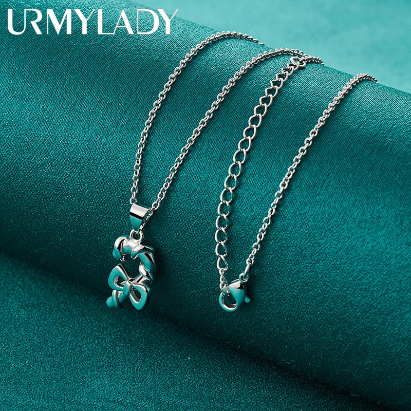 

URMYLADY 925 Sterling Silver Gift Stick 16/18/20/22/24/26/28/30 Inch Pendant Necklace For Women Wedding Party Fashion Jewelry
