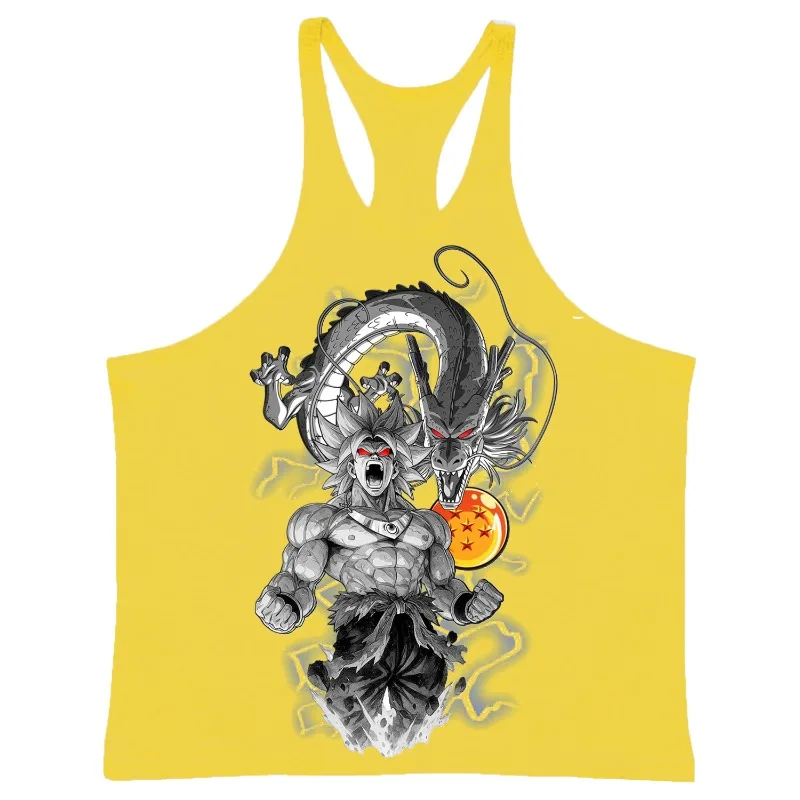 الصيف الرجال تانك القمم انمي ياباني لعبة دراغون بول برولي طباعة رجل الملابس القطن تنفس رياضية Y2k كرة السلة جيرسي #4