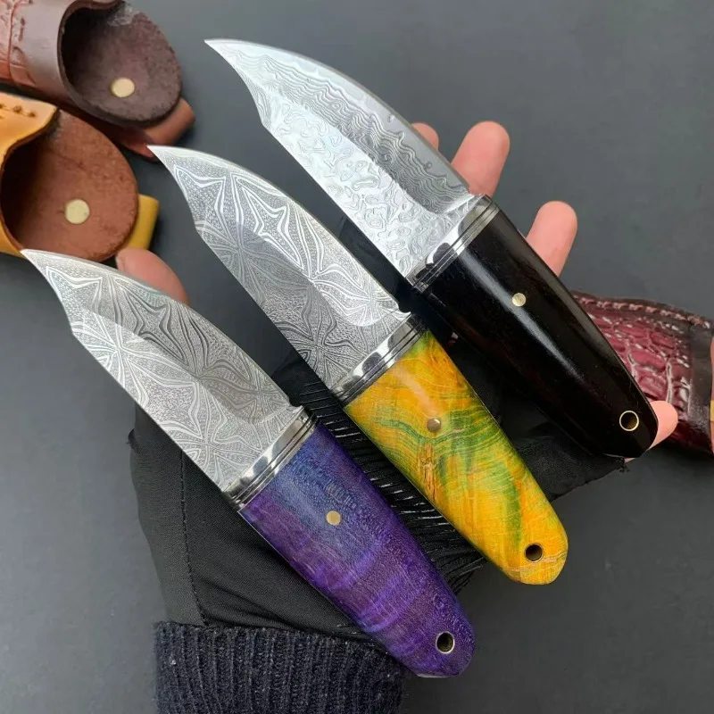 

New Handmade small straight knife with leather case edc multitool knives utility Daily at home outdoor bushcraft tactical knife