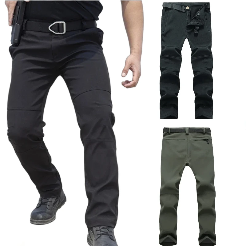

Winter Men Camping Hiking Pants Travel Slim Soft Shell Warm Waterproof Fleece Windproof Outdoor Ski Trekking Trousers Man Black