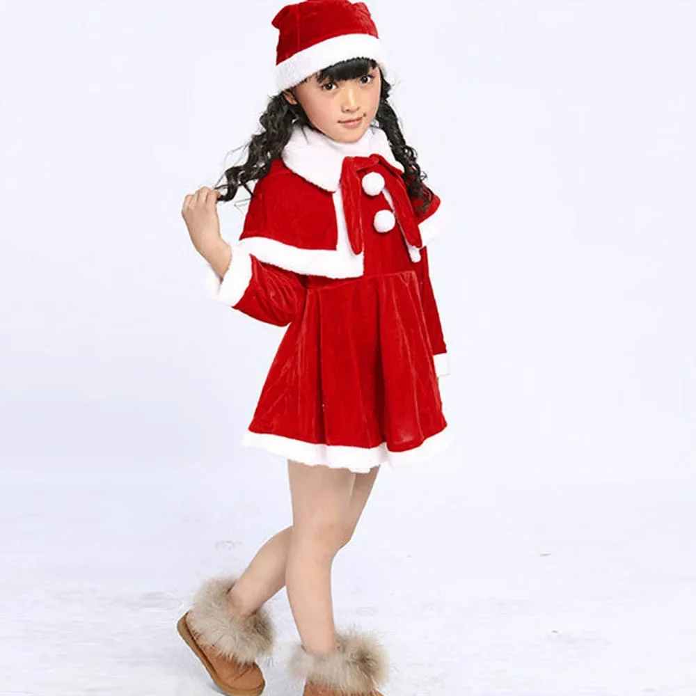 Christmas Santa Claus Cosplay Costume Boys Long Sleeve Clothes Baby Girls Dress Cute Show Christmas Hats and Christmas Supplies