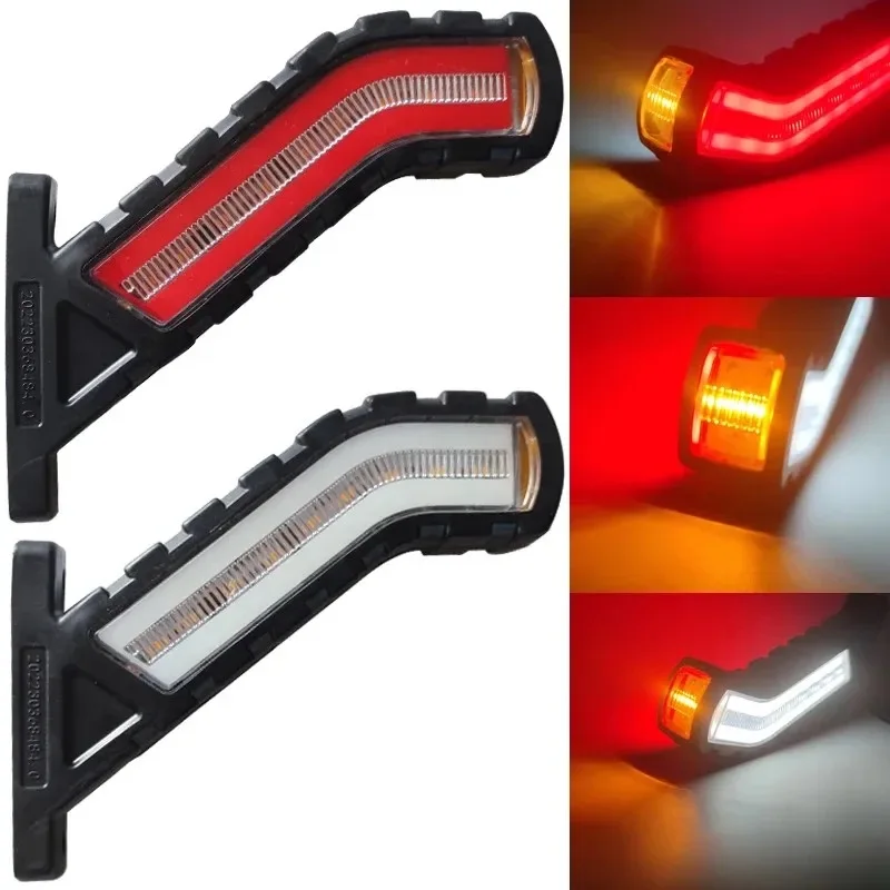 2 pcs Dynamic Flowing LED Side Marker Lights 12V/24V Waterproof - Enhanced Turn Signal Safety for Trucks & Trailers