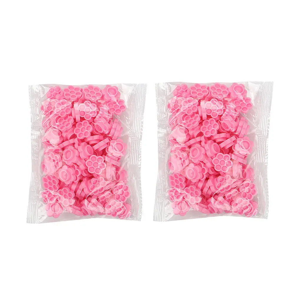 200Pcs Pfropfen Wimpern Hilfe Werkzeug Kunststoff Kleber Halter Rosa Wimpern Verlängerung Versorgung Salon Schönheit Werkzeug Falsche Wimpern Kleber Tasse
