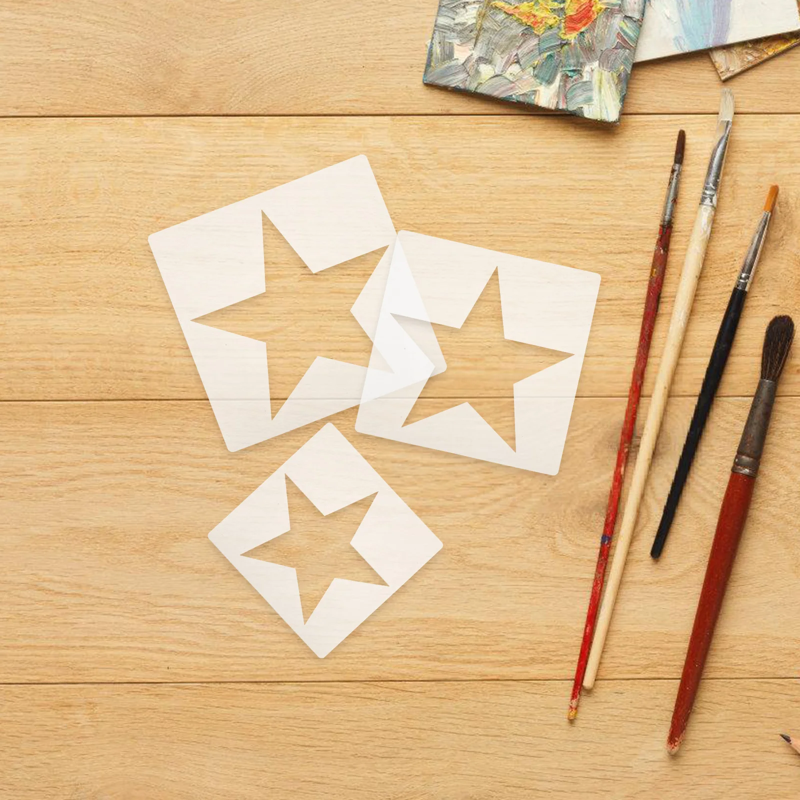 

8pcs Star Different Sizes Plastic Reusable Cutout For Wall Paper Arts Painting Diy Crafts Stencils For Crafts Reusable Plastic