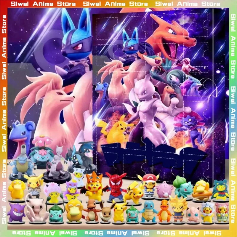 24PCS Pokemon Christmas Advent Calendar Cute Pikachu Charizard Charmander PVC Anime Figure Surprise Box Birthday Christmas Gift