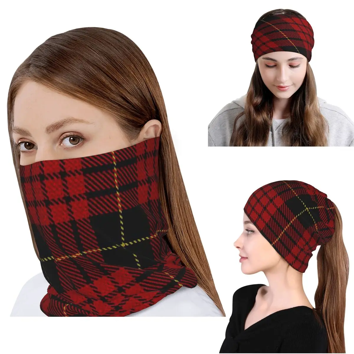 

Classic Scottish Clan Tartan Plaid Bandana Neck Gaiter Mask Scarf Multifunction Headband Beanies Hat for Men Women All Season