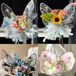 20Sets(40pcs) Color Butterfly Wing Wrapping Paper Crystal PVC Clear Butterfly Wings DIY Xmas Gift Bouquet Party Birthday Packing