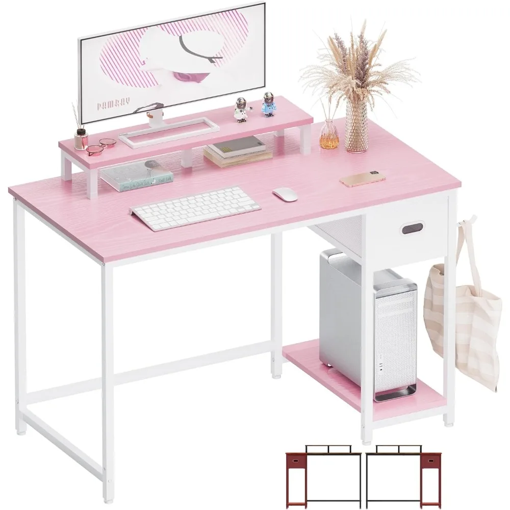 39 مكتب كمبيوتر مدمج من Pamray مع درج تخزين للمكتب المنزلي ومساحة الدراسة #1
