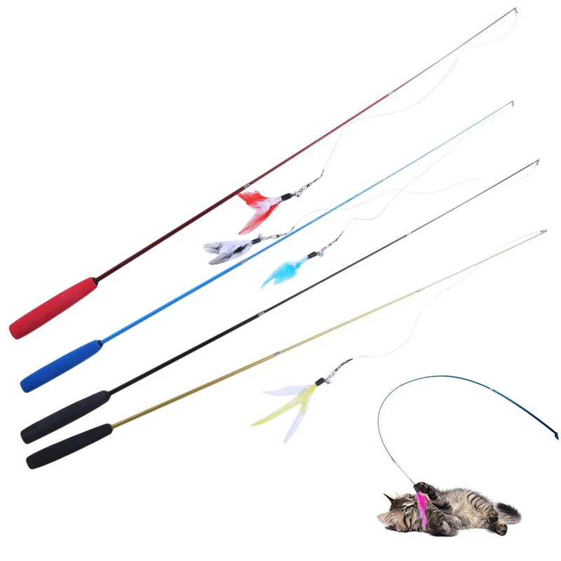 【セール中】インタラクティブ猫の羽のおもちゃフェザーティーザースティック杖ペット格納式フェザーベルリフィル交換キャッチャー製品子猫用