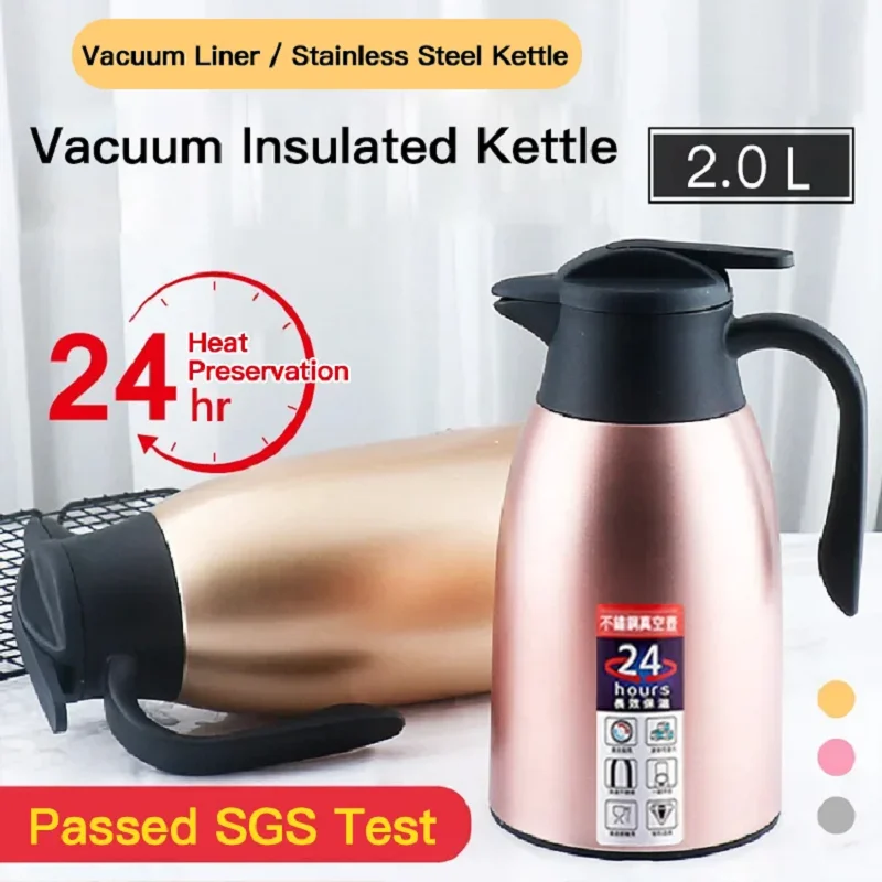 2l Edelstahl-Thermo kaffee mit großer Kapazität, heißer Doppelthermos-Vakuum flaschen kessel für das Home Office