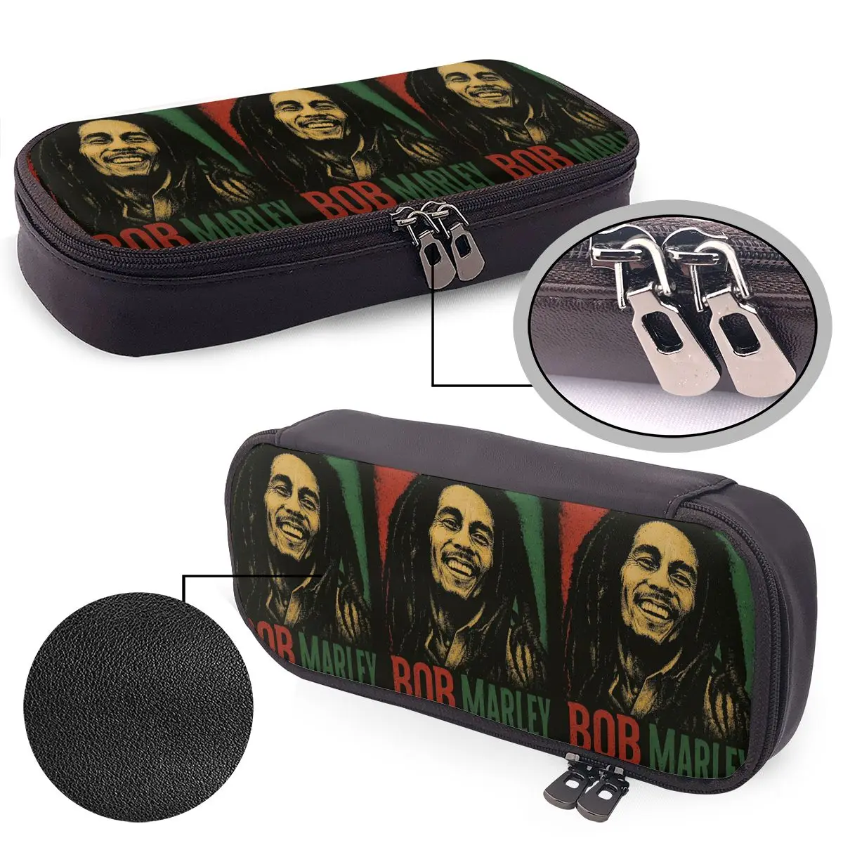 

Bob Marley Album Reggae Music Jamaican Style Leather Pencil Case for Kids Gifts Pen Box Pencil Bag Stationery Supplies