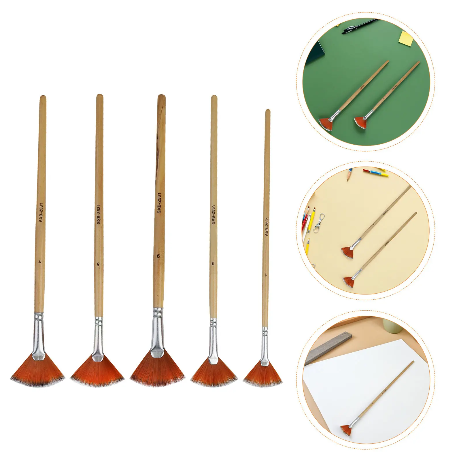 

Набор из 10 эргономичных кистей с деревянной ручкой и нейлоновым ворсом для точного смешивания, прорисовки деталей и художественной росписи