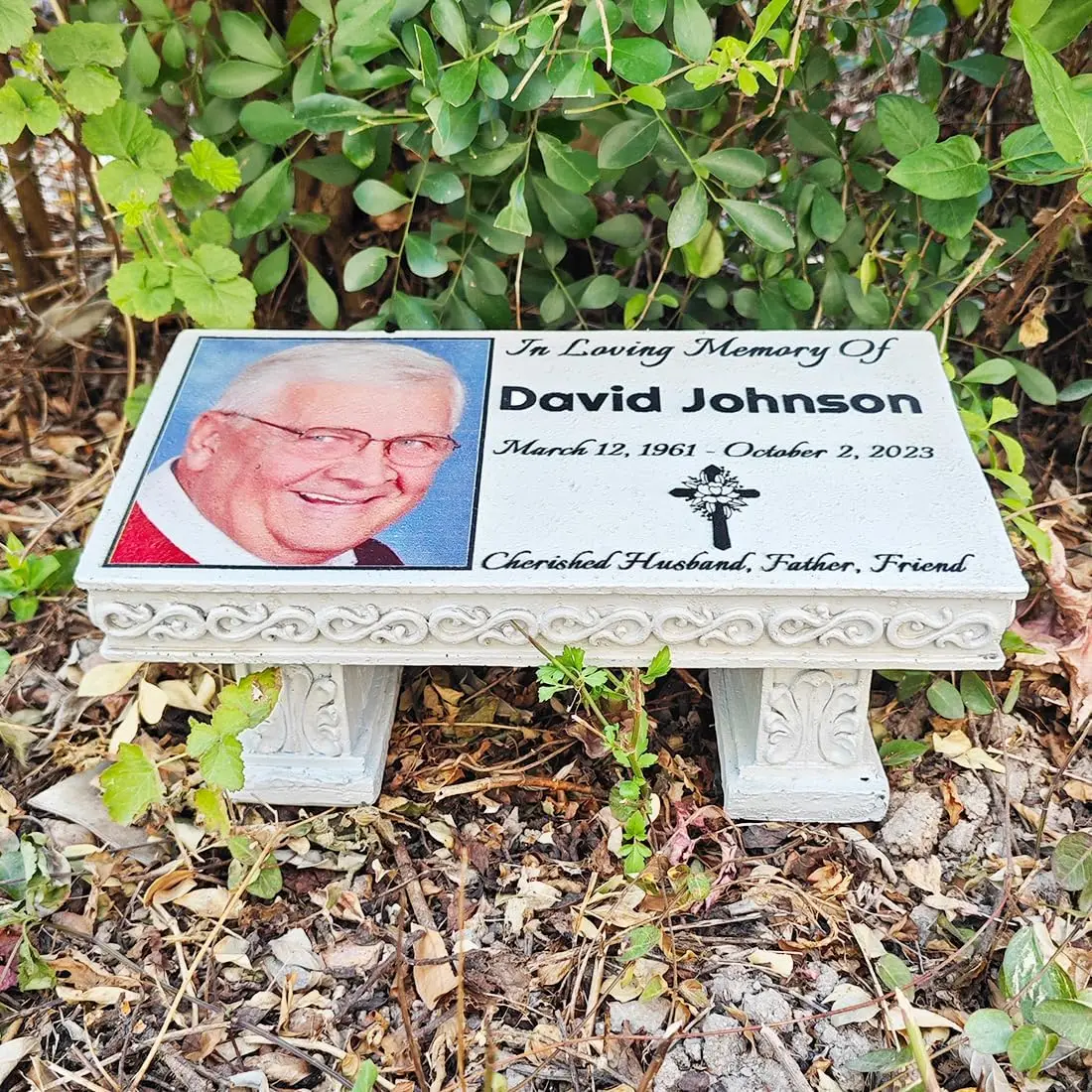 

Personalized Human Memorial Stones with Photo, Bench Memorial Garden Stone, Memorial Bench Plaques for Outdoors Gifts A