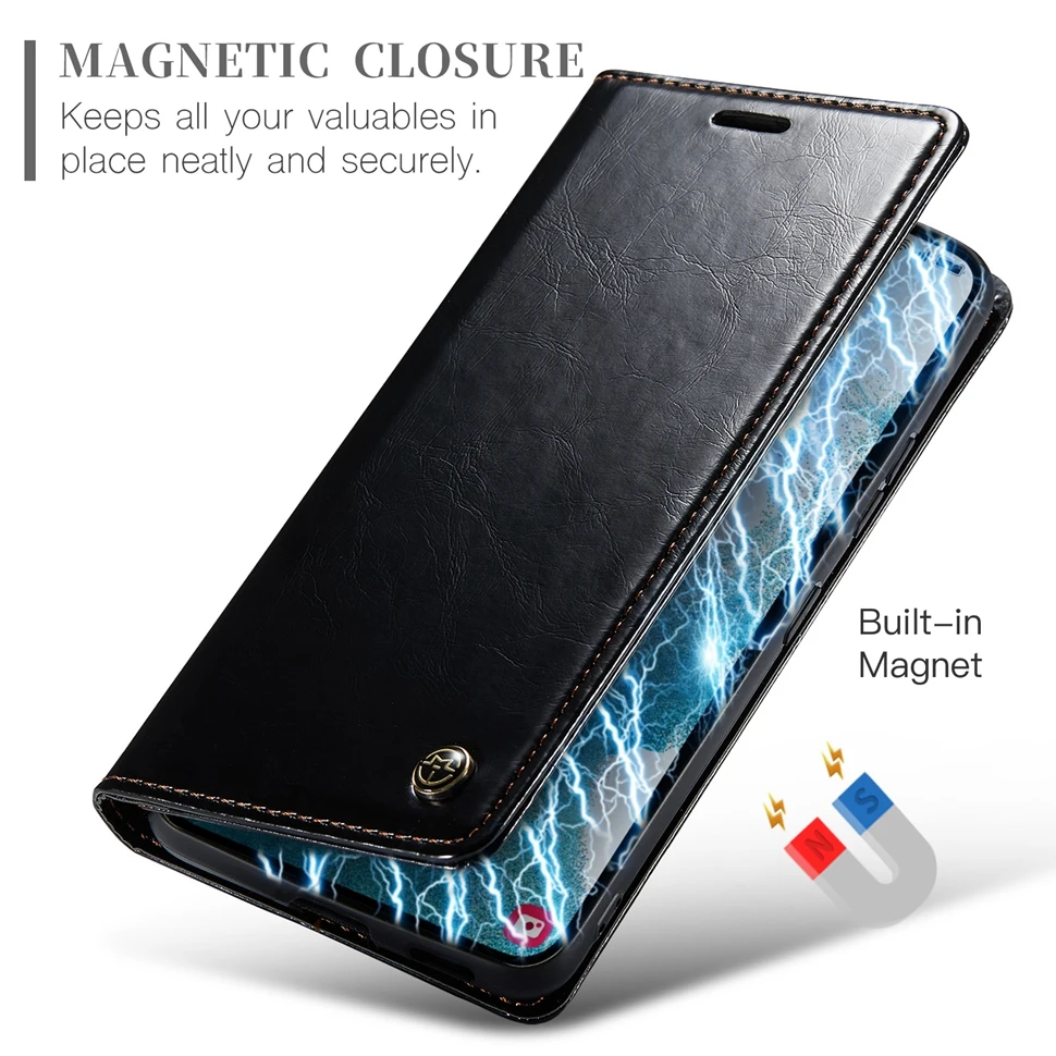 Luxury Leather Flip Wallet Case For Samsung Galaxy S24 S23 S22 S21 FE S20 Plus S10 E S9 S8 Plus Note 10 Note20 Ultra Cover Coque