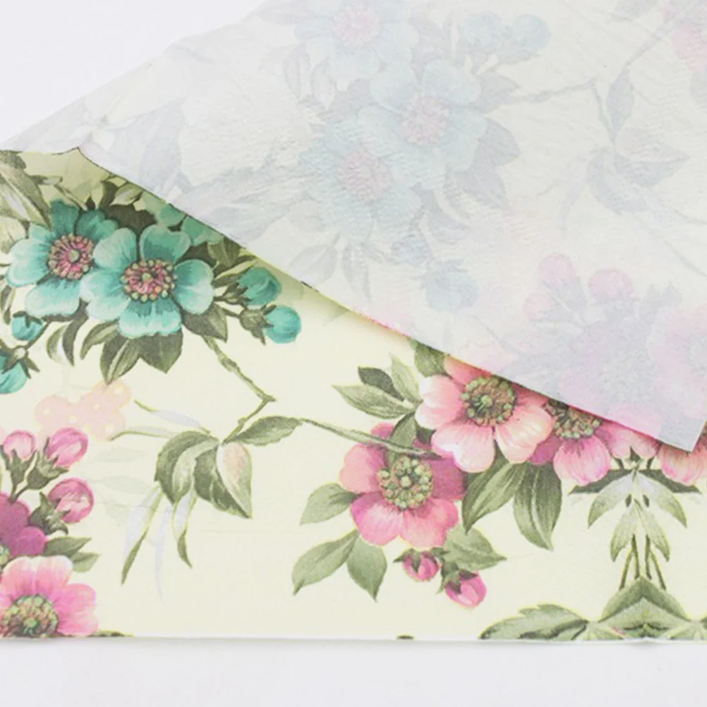 20 servilletas de té de papel para fiesta, pañuelos faciales para toallas de colores, impresión de flores