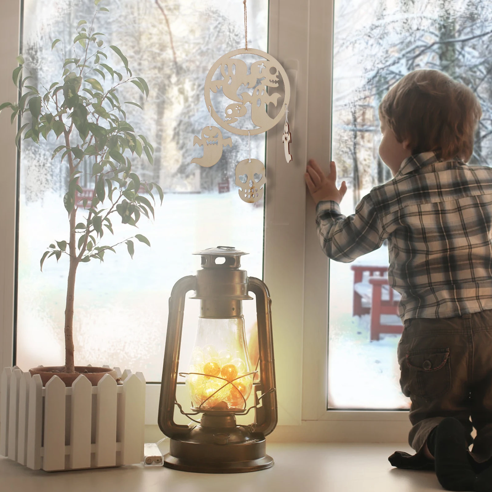 

1Pc Wooden Hanging Decoration Halloween Themed Party Decor Craft For Home Kitchen Door Stairs Ceiling Bright Fade Resistant