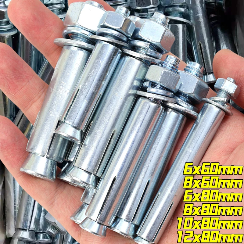 Pernos de expansión de acero inoxidable, tuercas hexagonales externas, pernos de tornillo de expansión, anclajes de manga M6 M8 M10 M12, fácil aplicación, 1/5 Uds.